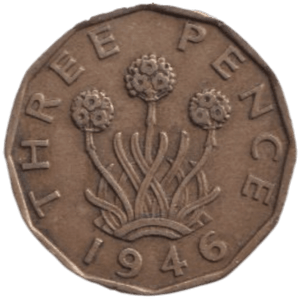 1946 THREE PENCE ( FINE ) REF-22 - THREEPENCE - Cambridgeshire Coins