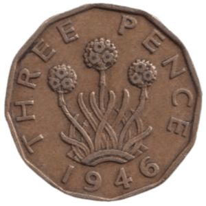 1946 THREE PENCE ( FINE ) REF-23 - THREEPENCE - Cambridgeshire Coins