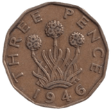 1946 THREE PENCE ( FINE ) REF-23 - THREEPENCE - Cambridgeshire Coins
