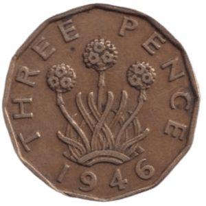 1946 THREE PENCE ( FINE ) REF-24 - THREEPENCE - Cambridgeshire Coins