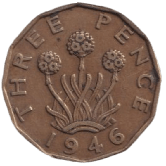 1946 THREE PENCE ( FINE ) REF-24 - THREEPENCE - Cambridgeshire Coins