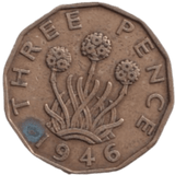 1946 THREE PENCE ( FINE ) REF-25 - THREEPENCE - Cambridgeshire Coins