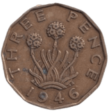 1946 THREE PENCE ( FINE ) REF-26 - THREEPENCE - Cambridgeshire Coins