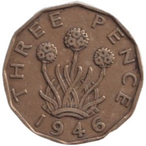 1946 THREE PENCE ( FINE ) REF-3 - THREEPENCE - Cambridgeshire Coins