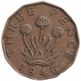 1946 THREE PENCE ( FINE ) REF-3 - THREEPENCE - Cambridgeshire Coins