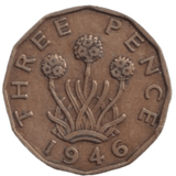 1946 THREE PENCE ( FINE ) REF-4 - THREEPENCE - Cambridgeshire Coins