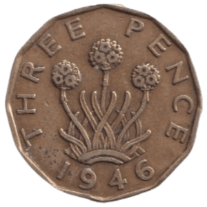 1946 THREE PENCE ( FINE ) REF-5 - THREEPENCE - Cambridgeshire Coins