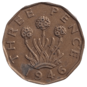 1946 THREE PENCE ( FINE ) REF-6 - THREEPENCE - Cambridgeshire Coins