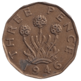 1946 THREE PENCE ( FINE ) REF-6 - THREEPENCE - Cambridgeshire Coins
