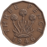 1946 THREE PENCE ( FINE ) REF-7 - THREEPENCE - Cambridgeshire Coins