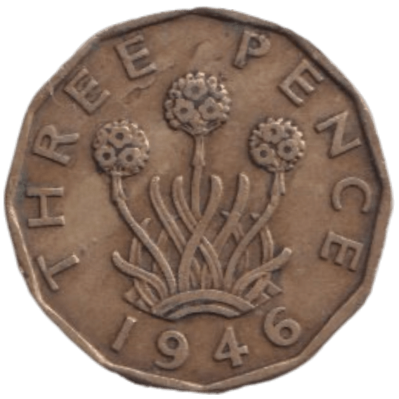 1946 THREE PENCE ( FINE ) REF-8 - THREEPENCE - Cambridgeshire Coins
