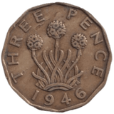 1946 THREE PENCE ( FINE ) REF-8 - THREEPENCE - Cambridgeshire Coins