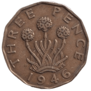 1946 THREE PENCE ( FINE ) REF-9 - THREEPENCE - Cambridgeshire Coins
