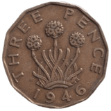 1946 THREE PENCE ( FINE ) REF-9 - THREEPENCE - Cambridgeshire Coins
