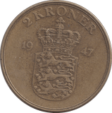 1947 DANISH 2 KRONER - Silver Proof - Cambridgeshire Coins