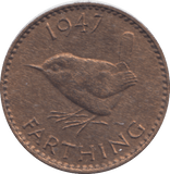1947 FARTHING ( AUNC ) - FARTHING - Cambridgeshire Coins