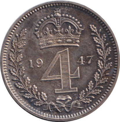 1947 MAUNDY FOURPENCE ( UNC ) 1 - MAUNDY FOURPENCE - Cambridgeshire Coins