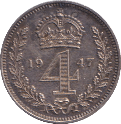 1947 MAUNDY FOURPENCE ( UNC ) 2 - MAUNDY FOURPENCE - Cambridgeshire Coins