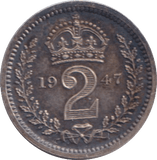 1947 MAUNDY TWOPENCE ( UNC ) 1 - MAUNDY TWOPENCE - Cambridgeshire Coins