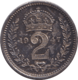 1947 MAUNDY TWOPENCE ( UNC ) 2 - MAUNDY TWOPENCE - Cambridgeshire Coins