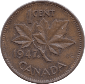1947 ONE CENT CANADA - WORLD COINS - Cambridgeshire Coins