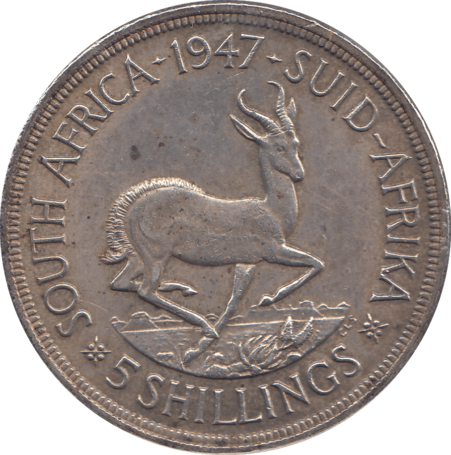 1947 SILVER 5 SHILLINGS SOUTH AFRICA - SILVER WORLD COINS - Cambridgeshire Coins