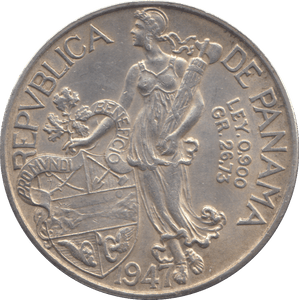1947 SILVER PANAMA BALBOA - WORLD COINS - Cambridgeshire Coins