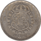 1947 SILVER SWEDEN ONE KRONA - SILVER WORLD COINS - Cambridgeshire Coins