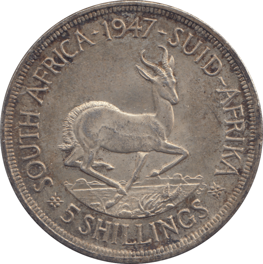 1947 SOUTH AFRICA 5 SHILLINGS - WOLRD SILVER COINS - Cambridgeshire Coins