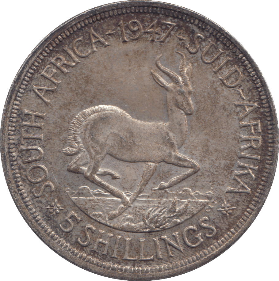 1947 SOUTH AFRICA 5 SHILLINGS - WOLRD SILVER COINS - Cambridgeshire Coins