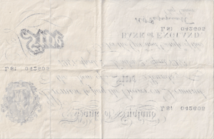 1947 WHITE FIVE POUND BANKNOTE APRIL 2ND LONDON BANK OF ENGLAND PEPPIATT W£5 - 27 - £5 BANKNOTES WHITE - Cambridgeshire Coins