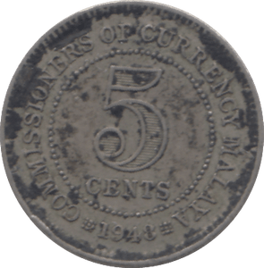 1948 5 CENTS MALAYA - WORLD COINS - Cambridgeshire Coins