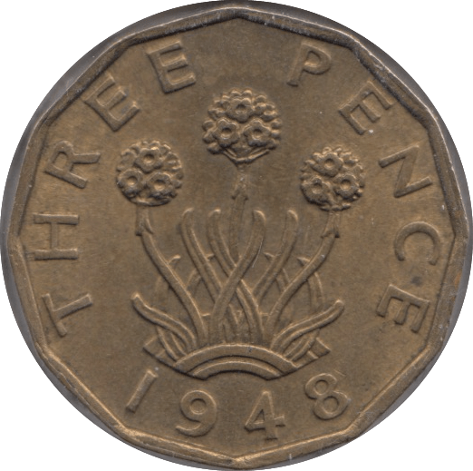 1948 BRASS THREEPENCE ( UNC ) 2 - THREEPENCE - Cambridgeshire Coins