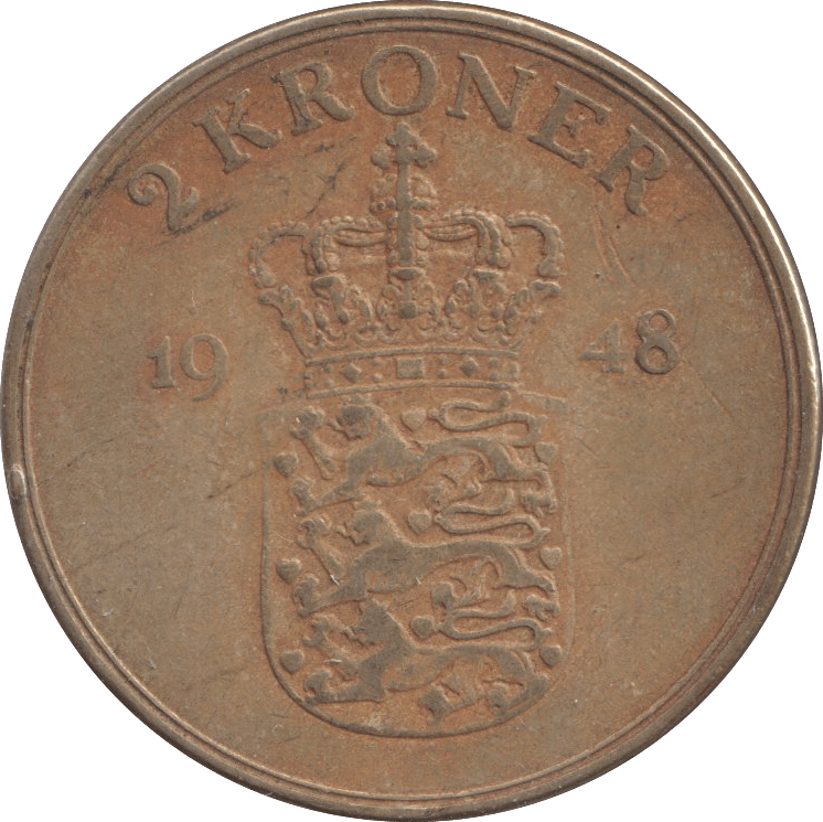 1948 DANISH 2 KRONER - Silver Proof - Cambridgeshire Coins