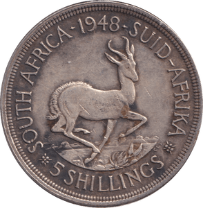 1948 SILVER 5 SHILLING SOUTH AFRICA - SILVER WORLD COINS - Cambridgeshire Coins
