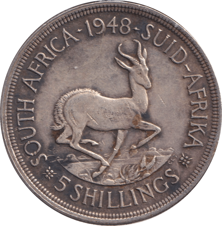 1948 SILVER 5 SHILLING SOUTH AFRICA - SILVER WORLD COINS - Cambridgeshire Coins