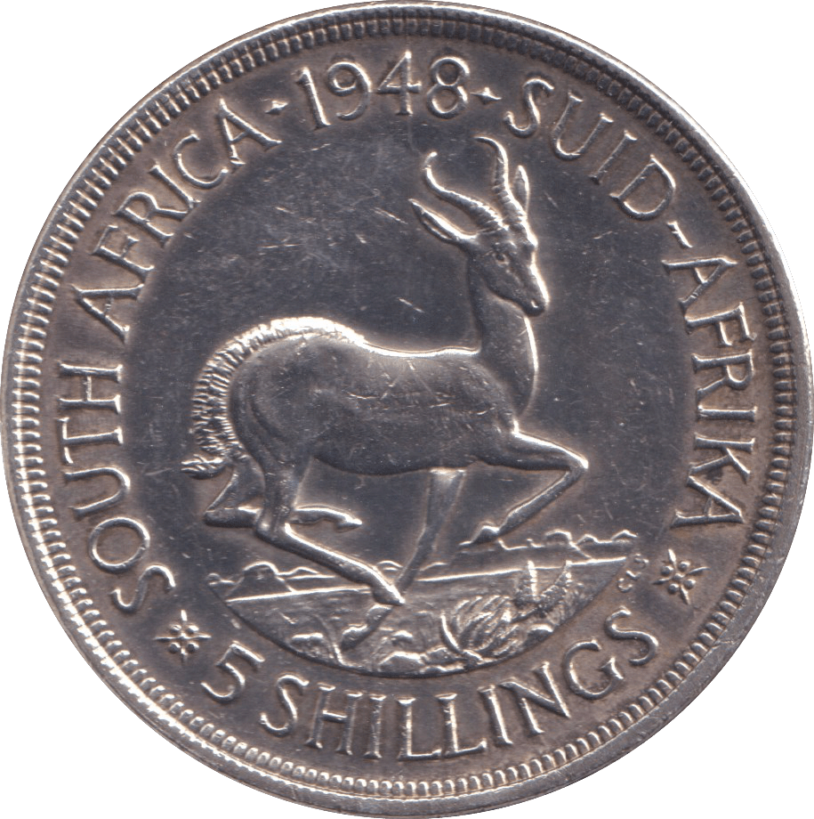 1948 SILVER 5 SHILLING SOUTH AFRICA - SILVER WORLD COINS - Cambridgeshire Coins
