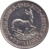 1948 SILVER 5 SHILLING SOUTH AFRICA - SILVER WORLD COINS - Cambridgeshire Coins