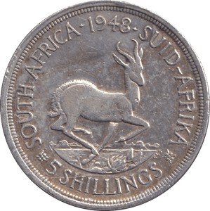 1948 SILVER 5 SHILLING SOUTH AFRICA - SILVER WORLD COINS - Cambridgeshire Coins