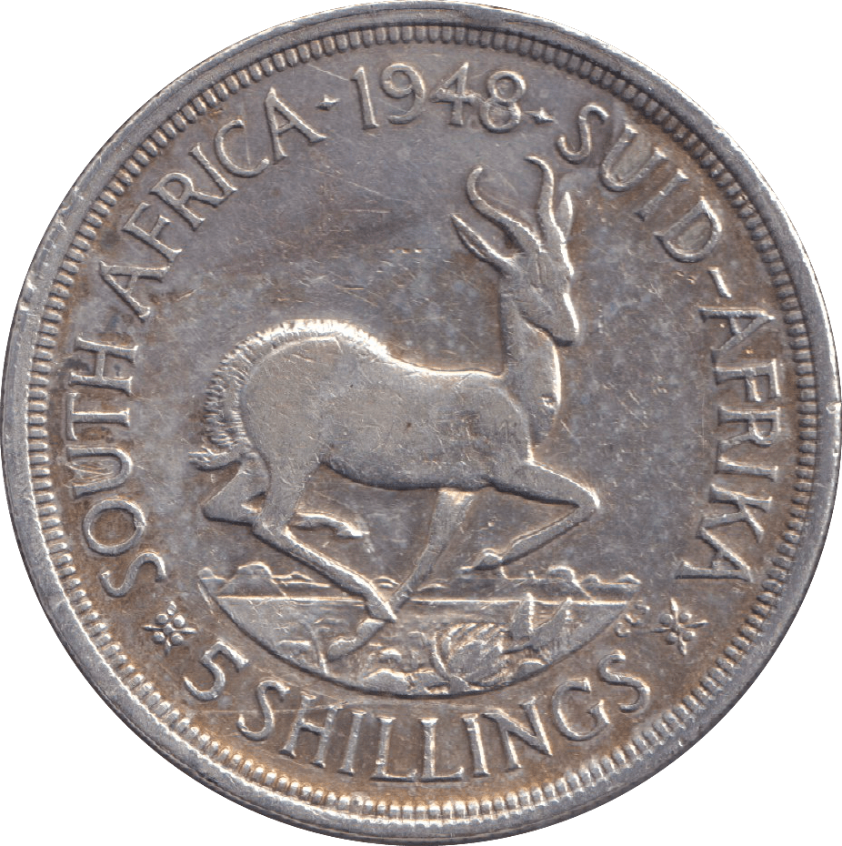 1948 SILVER 5 SHILLING SOUTH AFRICA - SILVER WORLD COINS - Cambridgeshire Coins