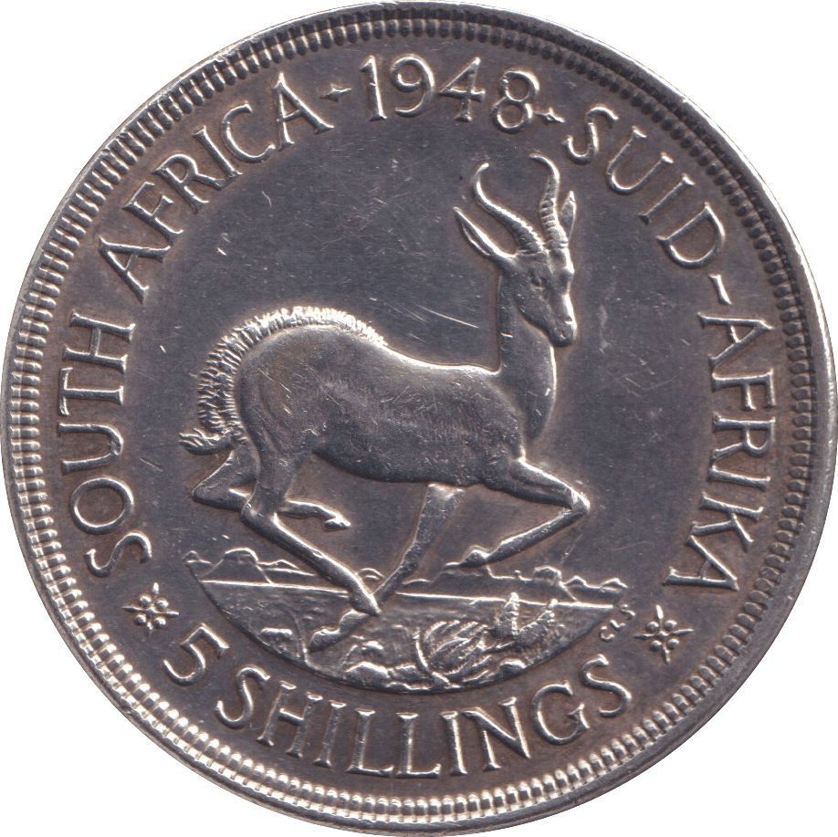 1948 SILVER 5 SHILLING SOUTH AFRICA - SILVER WORLD COINS - Cambridgeshire Coins
