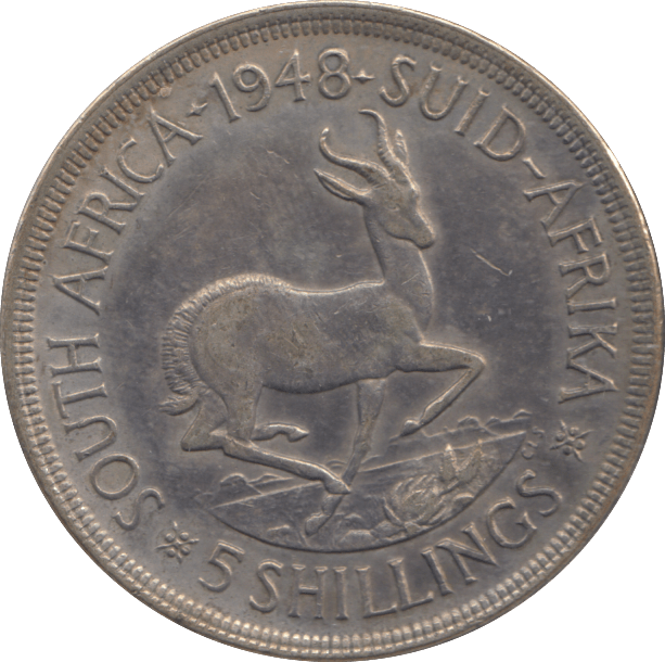 1948 SILVER 5 SHILLING SOUTH AFRICA - SILVER WORLD COINS - Cambridgeshire Coins