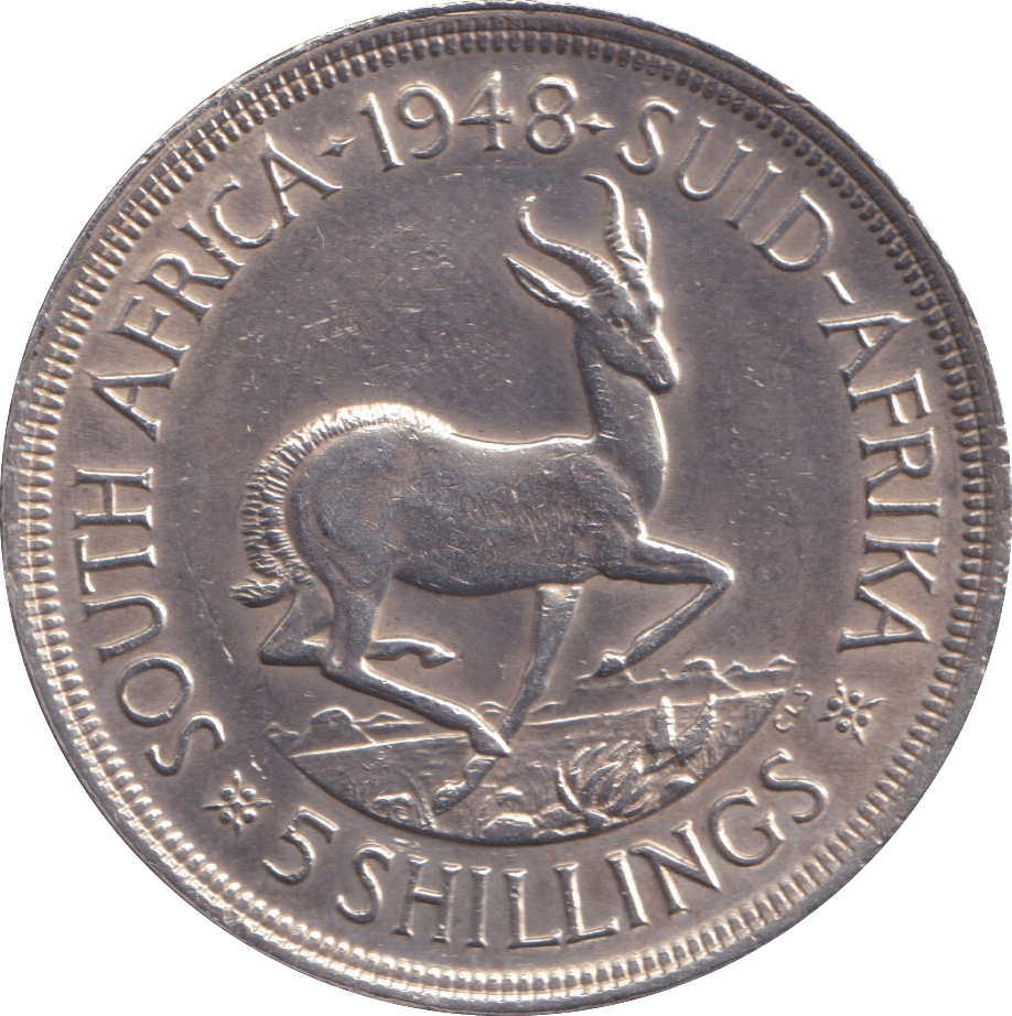 1948 SILVER 5 SHILLING SOUTH AFRICA - SILVER WORLD COINS - Cambridgeshire Coins