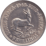 1948 SILVER 5 SHILLING SOUTH AFRICA - SILVER WORLD COINS - Cambridgeshire Coins