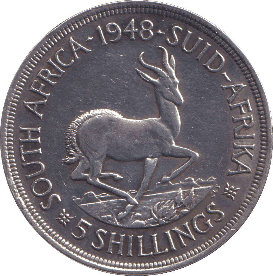 1948 SILVER 5 SHILLING SOUTH AFRICA - SILVER WORLD COINS - Cambridgeshire Coins