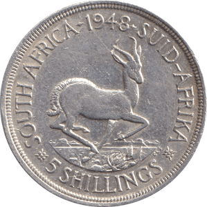 1948 SILVER 5 SHILLING SOUTH AFRICA - SILVER WORLD COINS - Cambridgeshire Coins