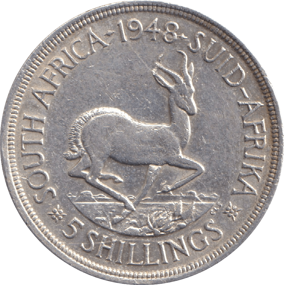 1948 SILVER 5 SHILLING SOUTH AFRICA - SILVER WORLD COINS - Cambridgeshire Coins