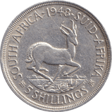 1948 SILVER 5 SHILLING SOUTH AFRICA - SILVER WORLD COINS - Cambridgeshire Coins