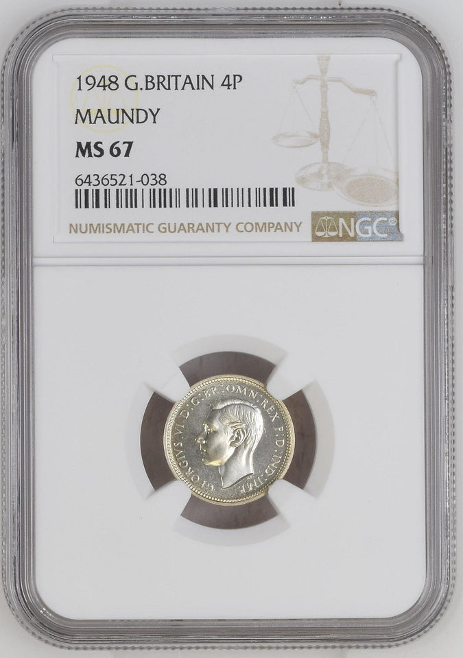1948 SILVER MAUNDY FOURPENCE NGC MS 67 - NGC OTHER COINS - Cambridgeshire Coins