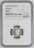 1948 SILVER MAUNDY FOURPENCE NGC MS 67 - NGC OTHER COINS - Cambridgeshire Coins